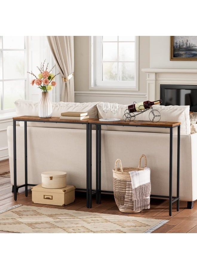 WALALLA Narrow Console Table, Small Entryway Table, Thin Sofa Side Display Table, for Hallway, Bedroom, Living Room, Foyer, Rustic Brown and Black 75*24*75cm - Image 4